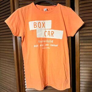 DISTRICT Graphic T Shirt Mens Large Orange Boxcar Taphouse Beer Wine Tee